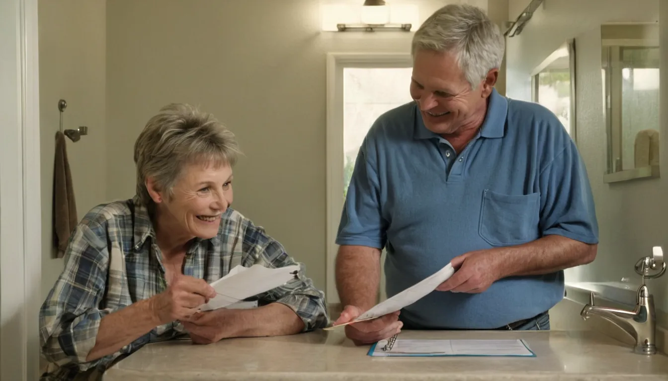 A provider in our network reviewing bathroom plans with a homeowner in the Perkasie area
